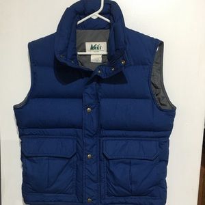 REI VTG  Goose Down Utility Vest mens Size M  blue Full Zip and snap closure